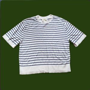 Banana Republic White and Blue Striped forever Sweater